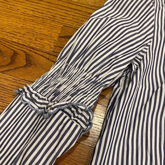 SEE BY CHLOÉ Mock-neck Button-front Striped Tunic Shirt - Picture 4 of 8